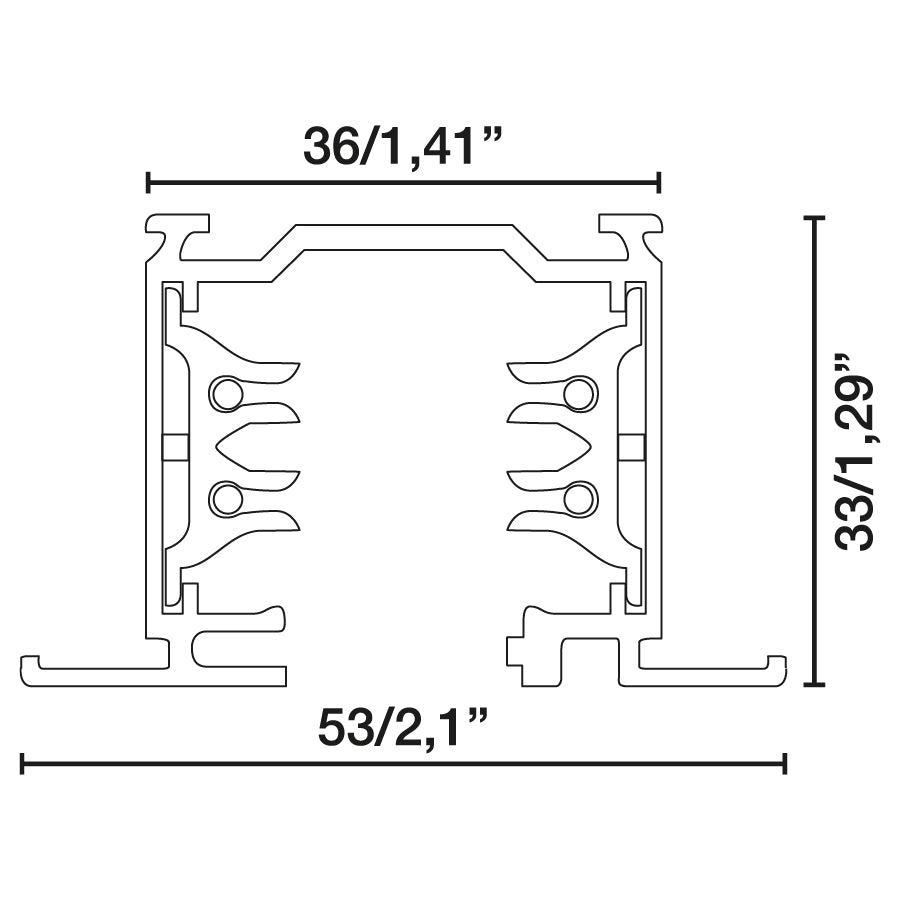 TRACK black triphasic recessed 1m