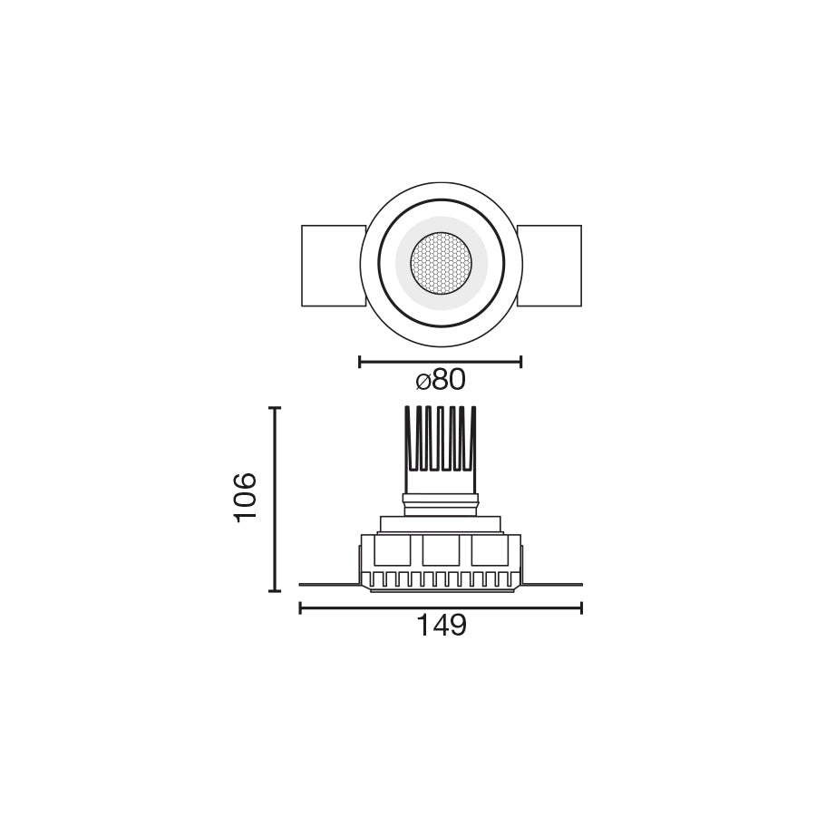 TULIPA White süvistatav, ääristeta allvalgusti 7W 36° 2700K CRI90