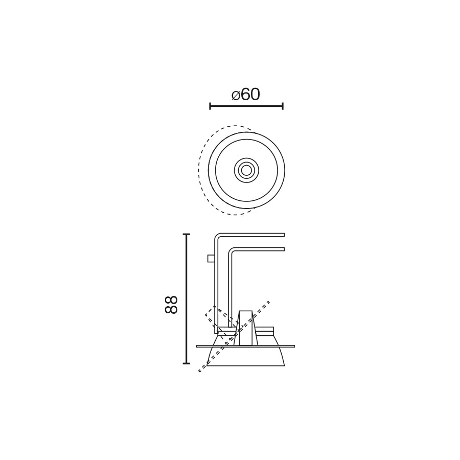TEIDE Must reguleeritava mooduliga süvisvalgusti 10W 40° 3000K CRI90