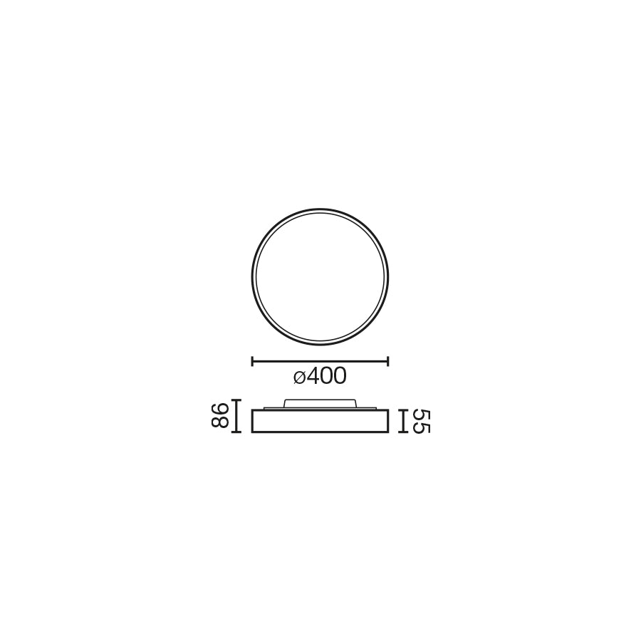 DOMIO must pind Ø400 36W opaal 3000K CRI80