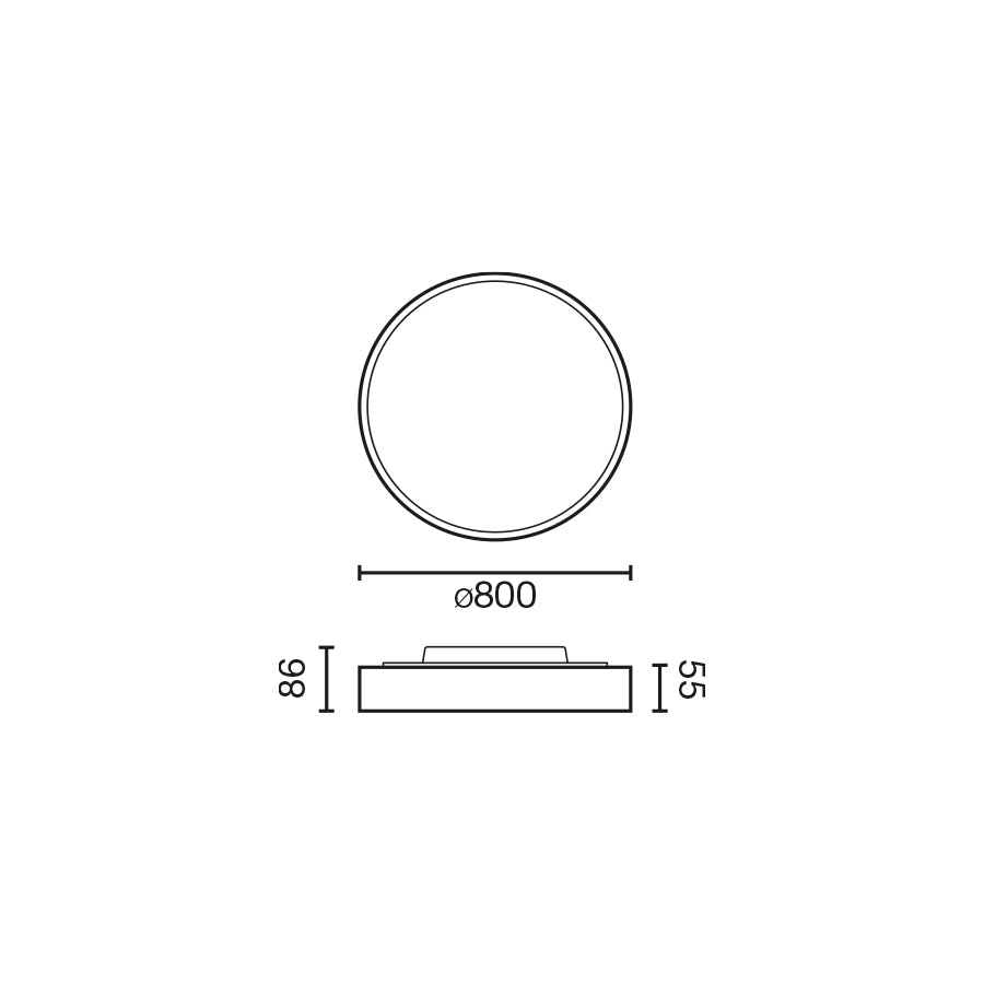 DOMIO must pind Ø800 78W prismaatiline 3000K CRI80 Casambi