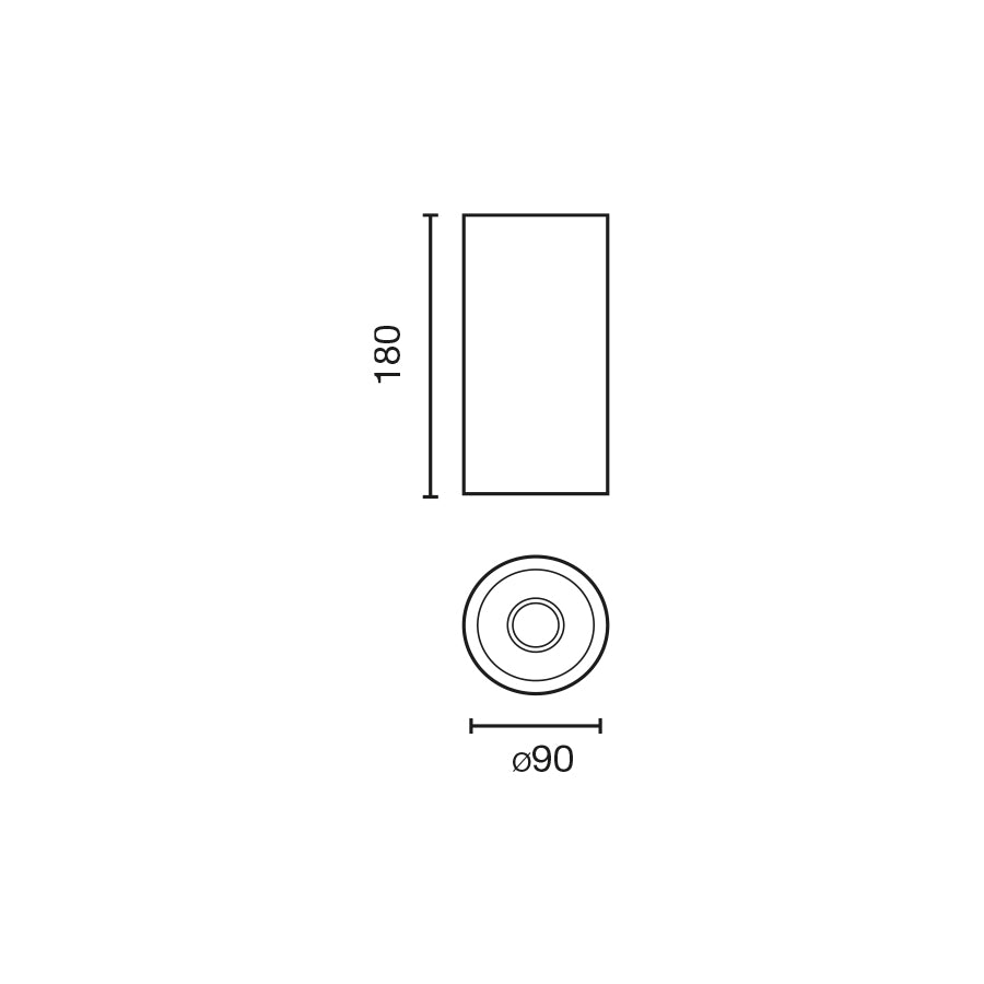 FOST CEILING Black downlight surface Ø90 42W 18° BREAD