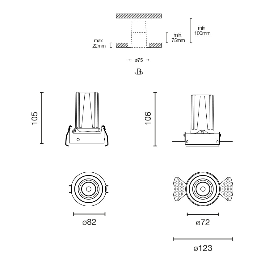 ELIOS TUBE Black module IP20 7W 15º 2700K-6500K DALI