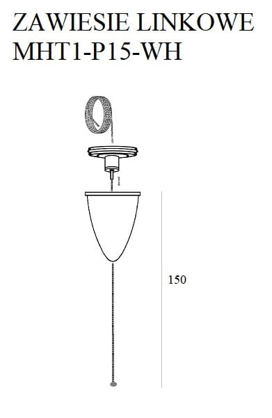 Maxlight MHT1-P15-WH Suspension à câble de 1,5m, avec réglage, sans support