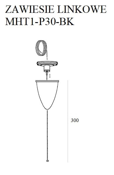 Maxlight MHT1-P30-BK Vajerupphängning 3m, med justering utan fäste