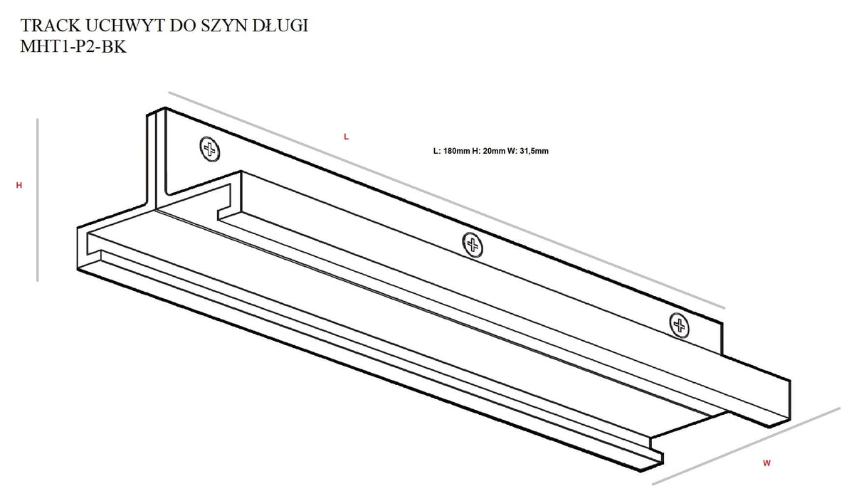 Maxlight MHT1-P2-Bk Support de rail, long