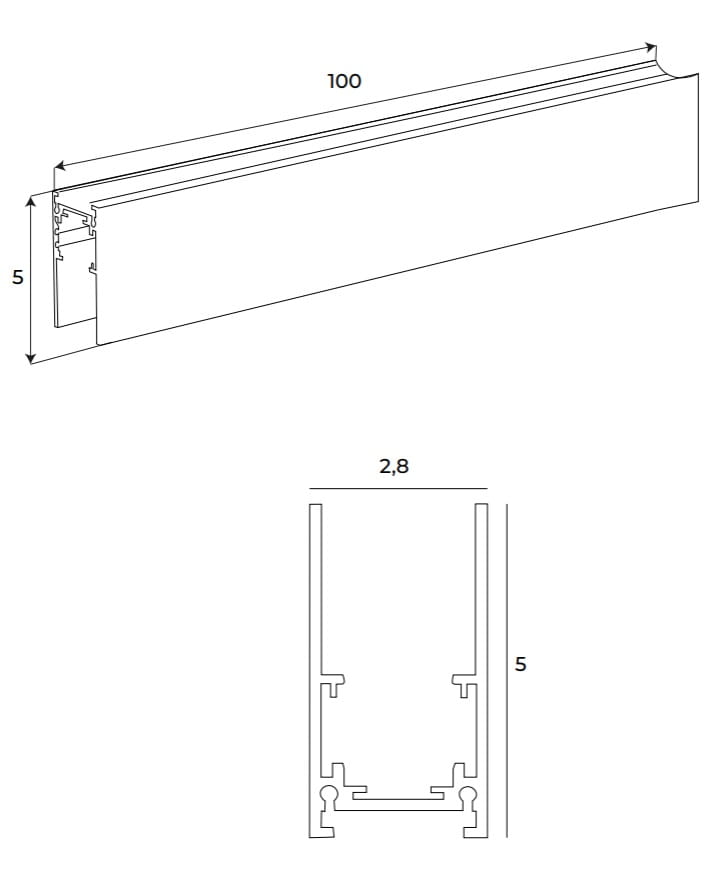 Maxlight MT0001 Magnetic High-profile surface-mounted track 1m