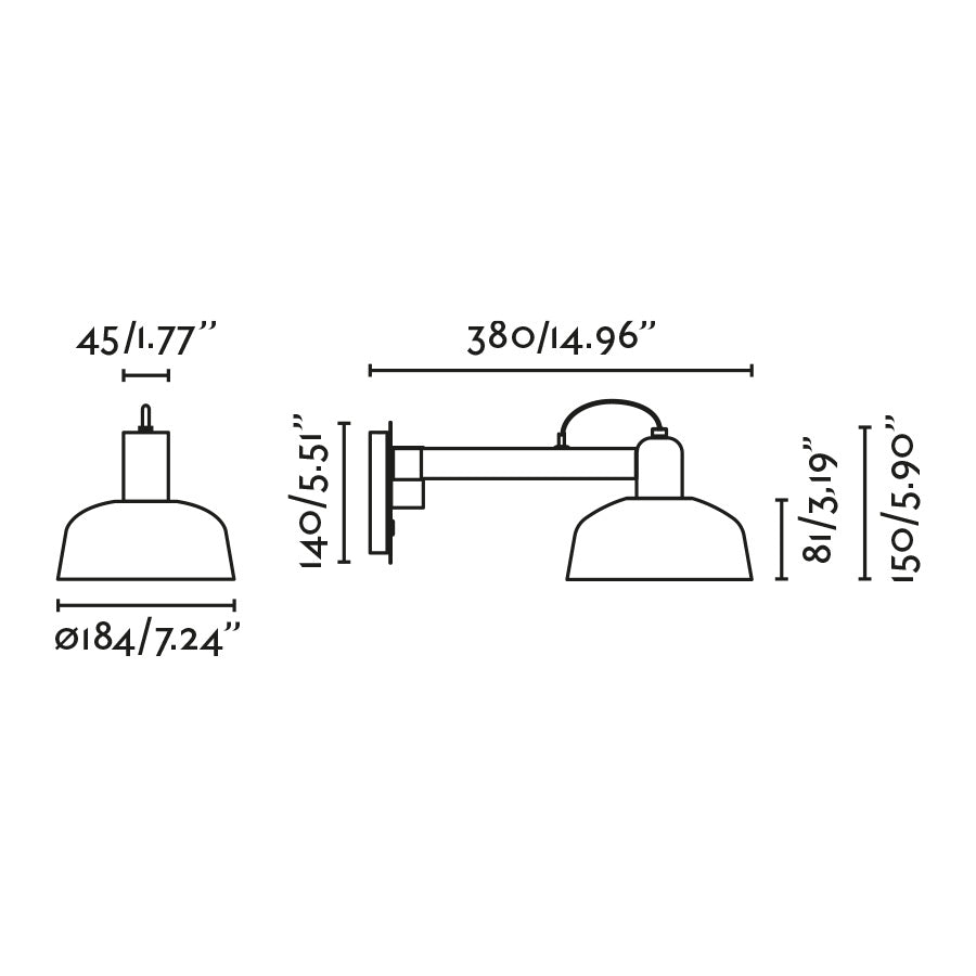 TATAWIN Grey metal wall lamp arm