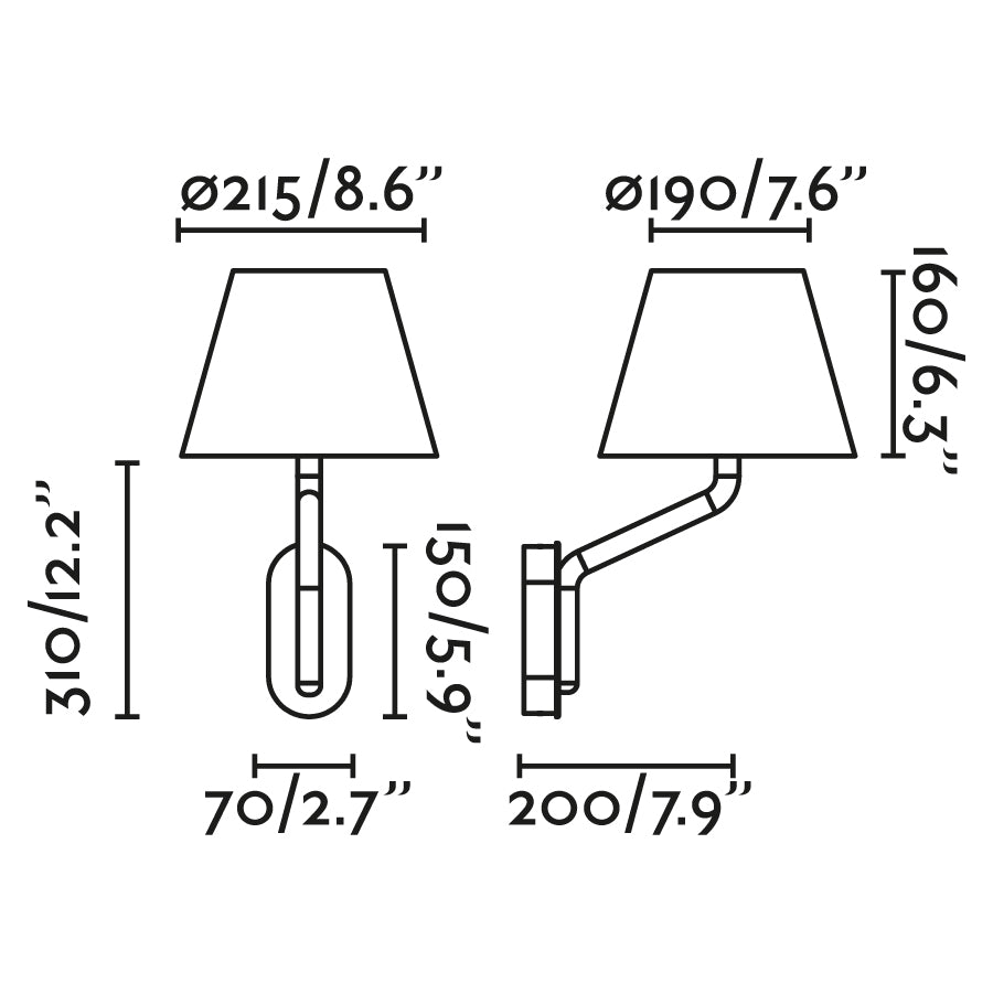 ETERNA Right chrome/white wall lamp with reader