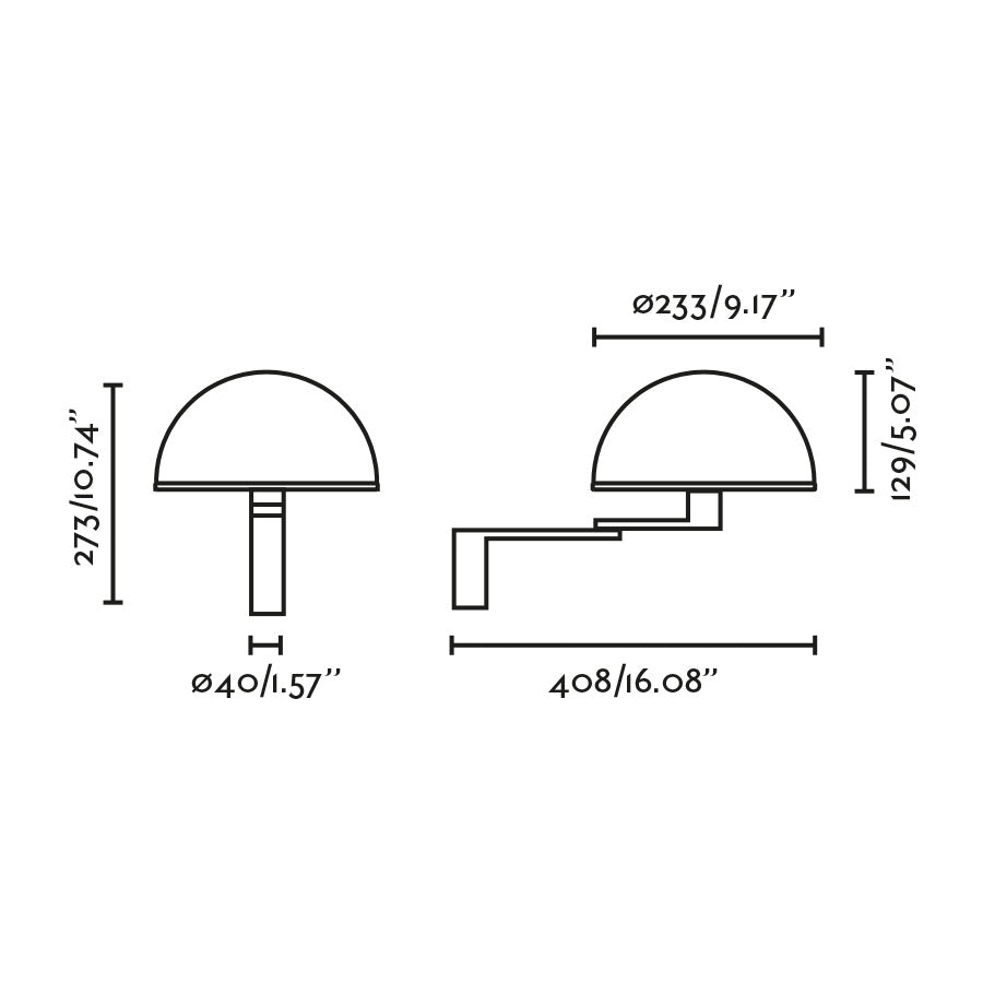 DOME Wall lamp with adjustable arm black