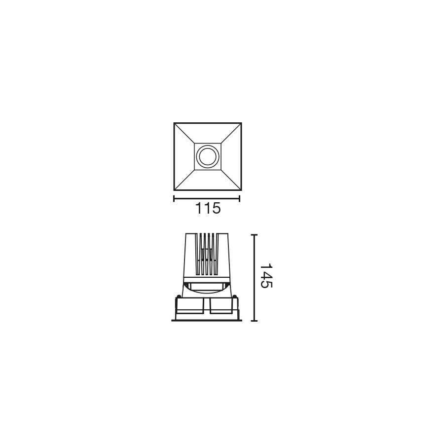 DEEP78 Downlight square white 15° 2700K honeycomb