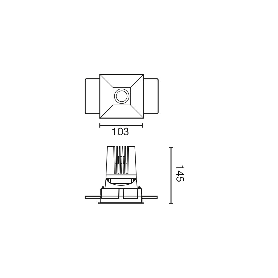 DEEP78 Downlight square without frame white 15° 3000K CRI90