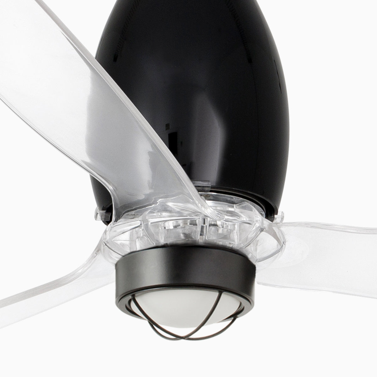 Takfläkt med belysning ETERFAN Ø1280MM BLANKSVART TRANSPARENT FLÄKTBLAD 17W 3000K