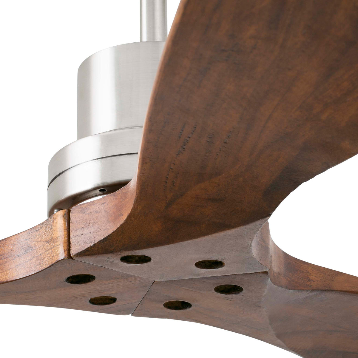 Deckenventilator ohne Licht LANTAU L DC Ø1320 MATTNICKEL 3 BLÄTTER WALNUSS