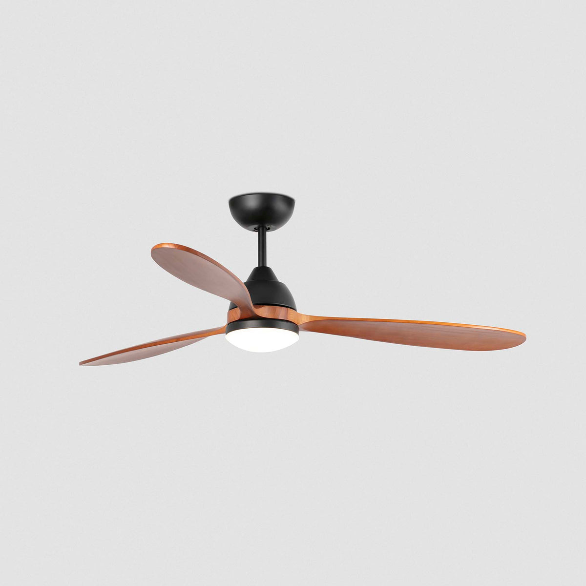 Takfläkt Poros svart och valnöt med belysning 1320 mm