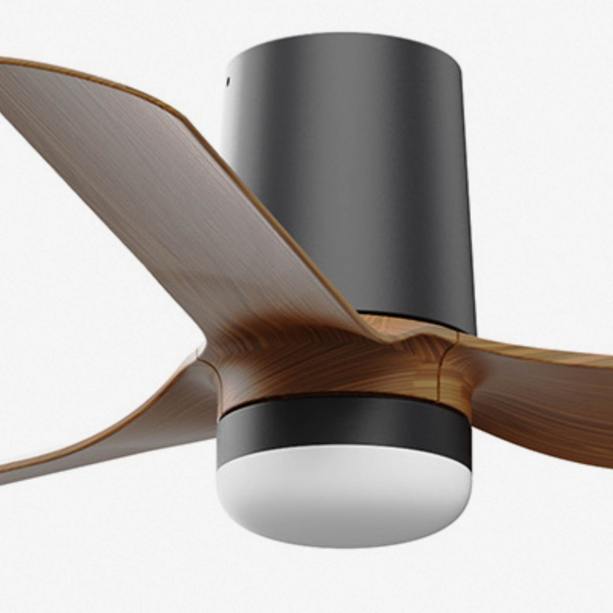 Ventilatore da soffitto con luce MINI PUNT TUB S Ø900MM NERO 3 PALE NOCE 10W CCT