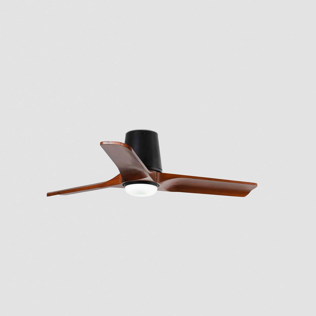 Потолочный вентилятор с подсветкой HEYWOOD TUB S Ø900MM, чёрный, 3 лопасти, орех, OSC, 10 Вт, CCT