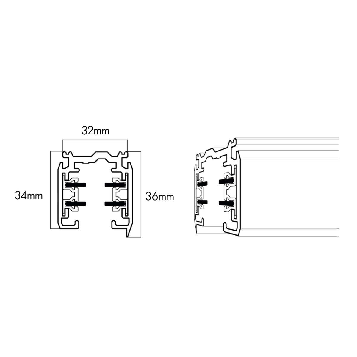 Maxlight MHT1-300-BK Rail triphasé 3 m