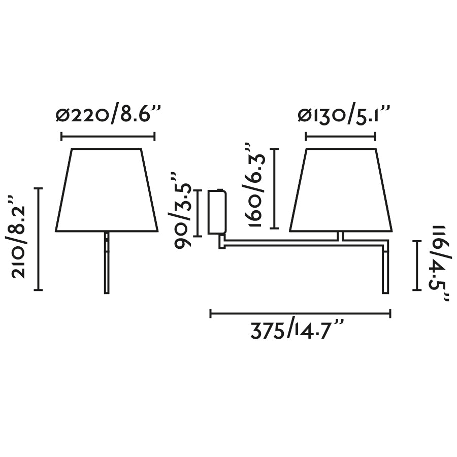 RON Dark grey/black wall lamp