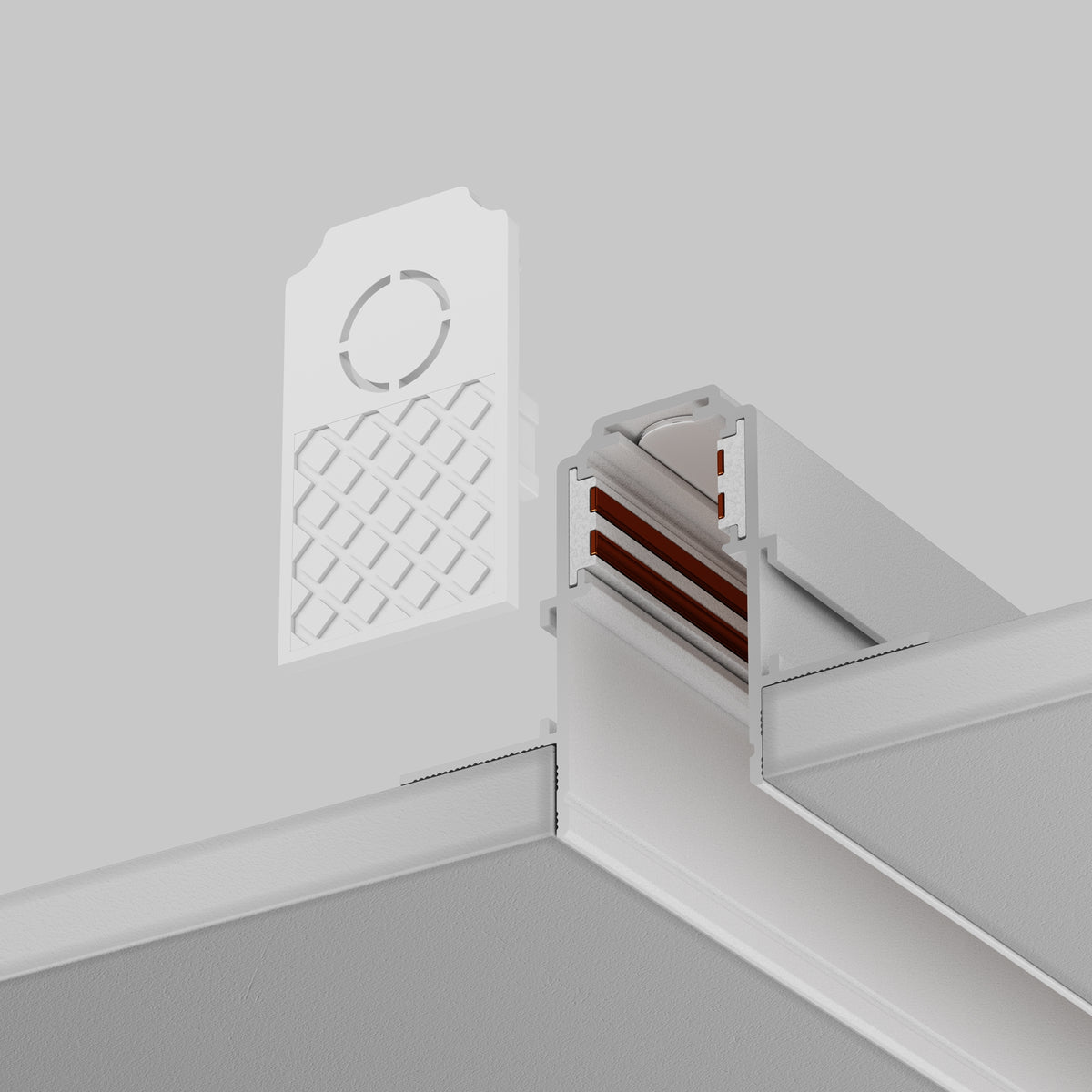TRA034EC-42W Pluggar för infälld skena, 2 st., vita