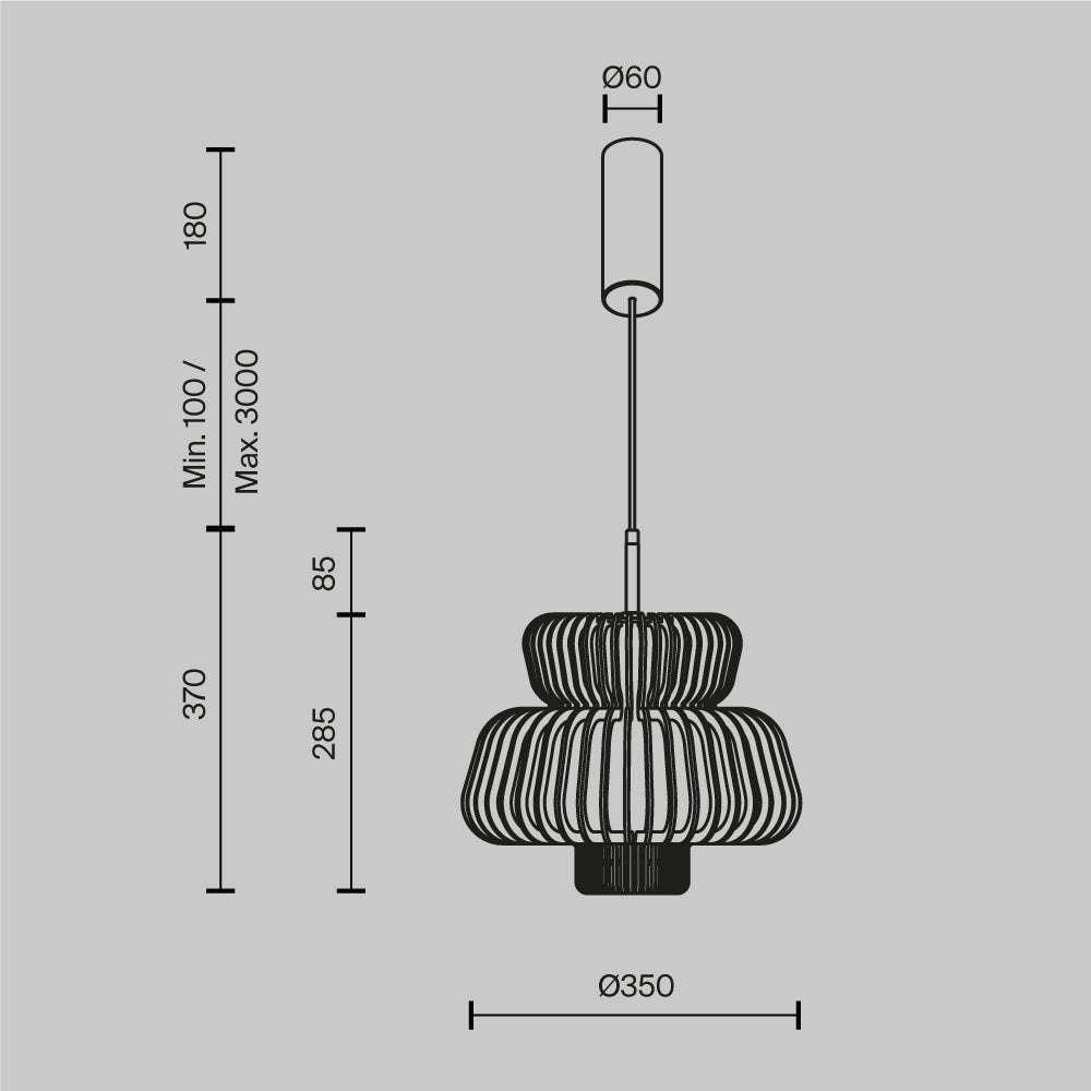 Lampada a sospensione MOD465PL-L12BK1