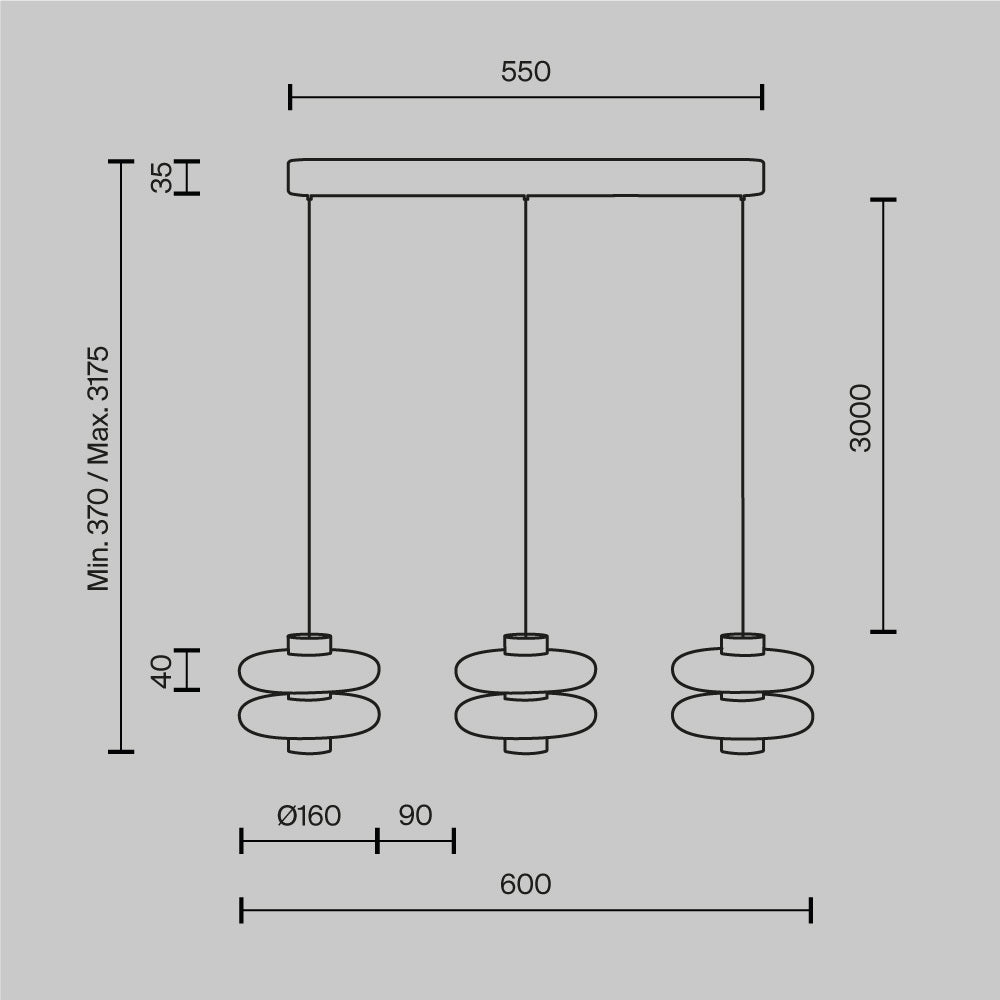 Ripatsvalgusti MOD497PL-L23BRK