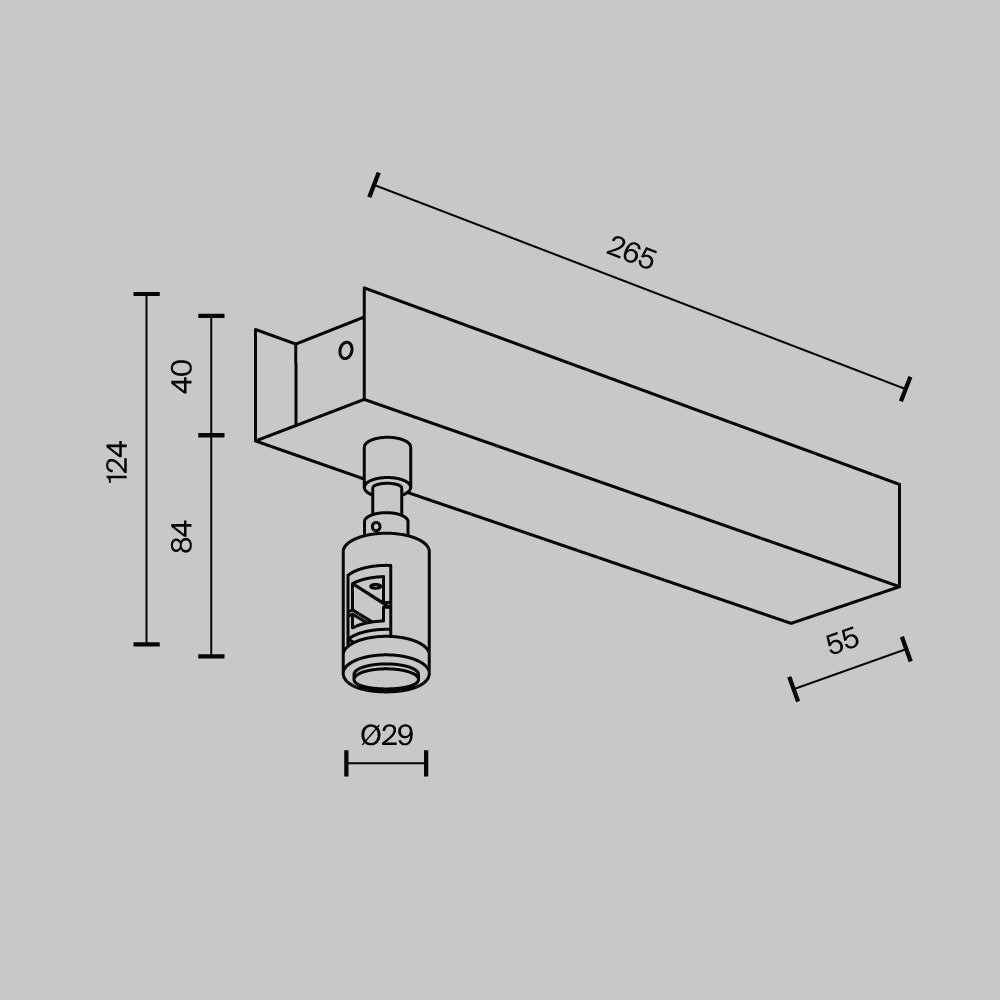 Short ceiling base for the power supply unit with power inlet TRA156C-BB1-B