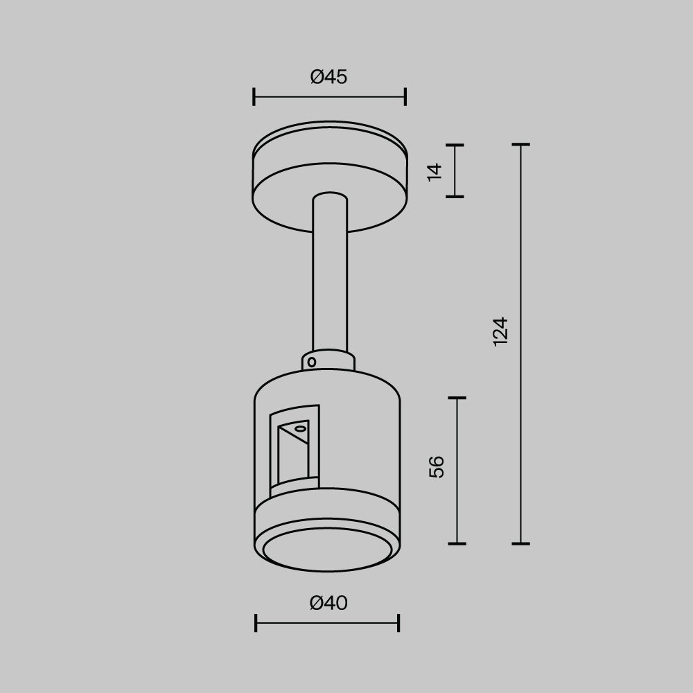 Support de plafond court avec connecteur d’alimentation directe de 78 mm TRA156C-IPC1-B