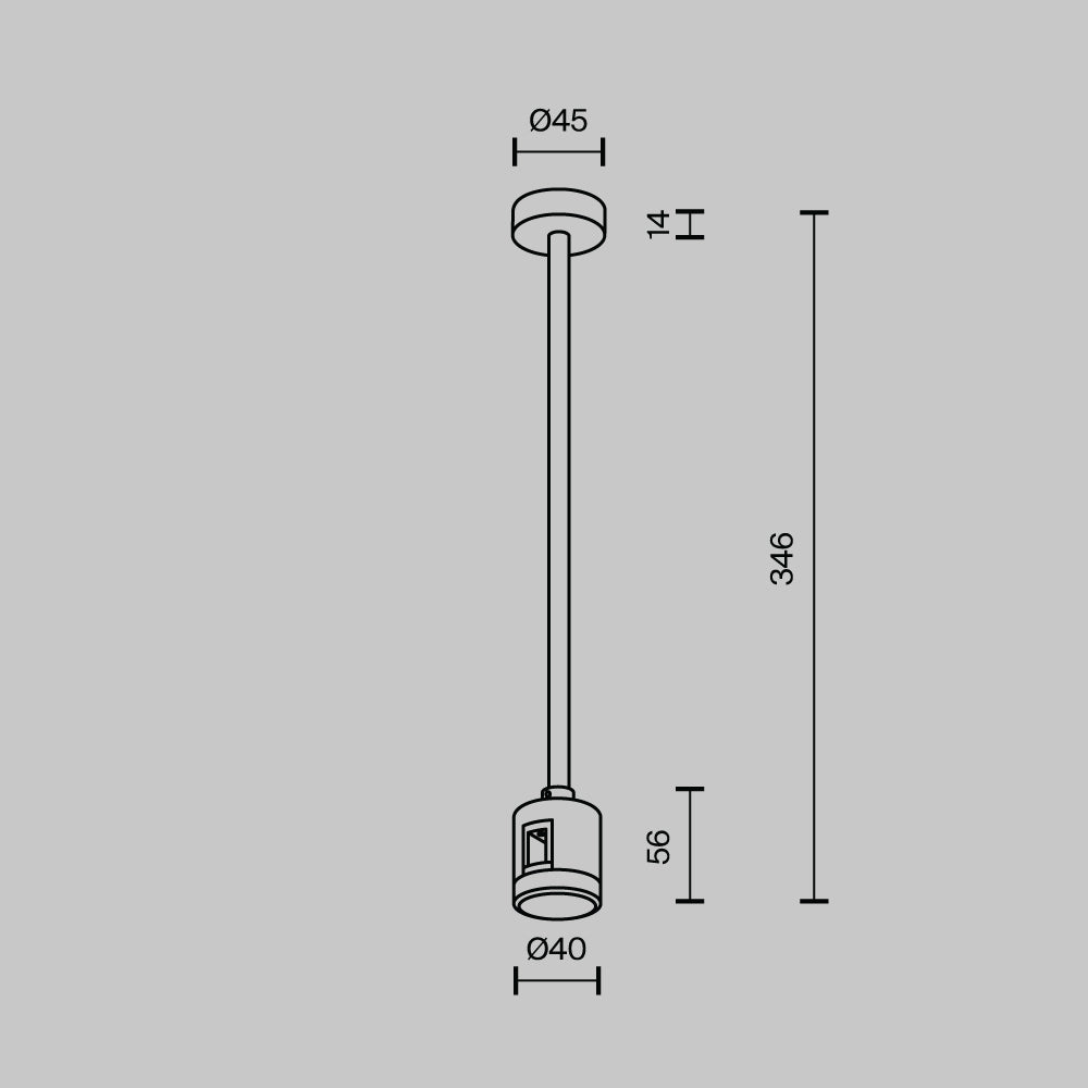 Medium ceiling mount with direct power connector 300 mm TRA158C-IPC1-B
