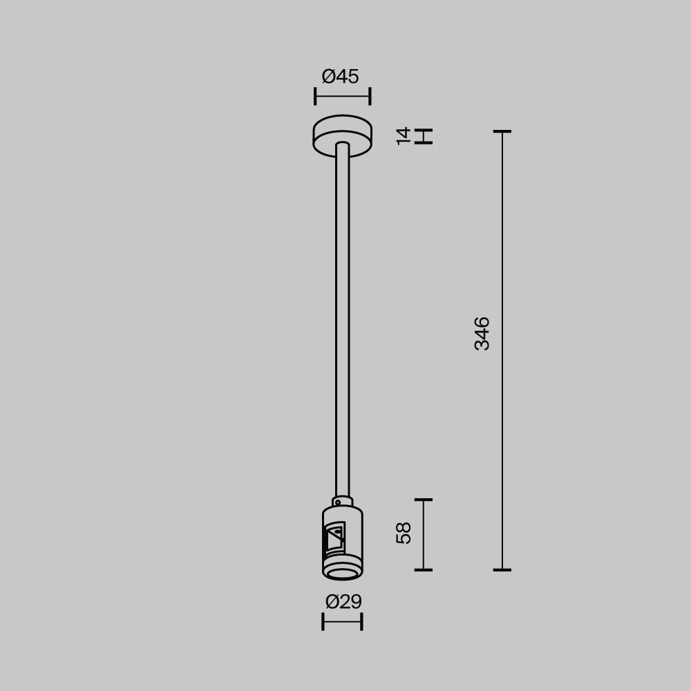 Mittlere Einzel-Deckenhalterung 300 mm TRA158C-S1-B
