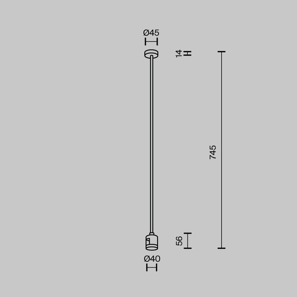 Long ceiling mount with direct power connector 700 mm TRA159C-IPC1-B