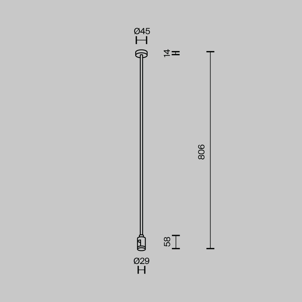 Long single ceiling mount 760 mm Flarity TRA159C-SL1-B