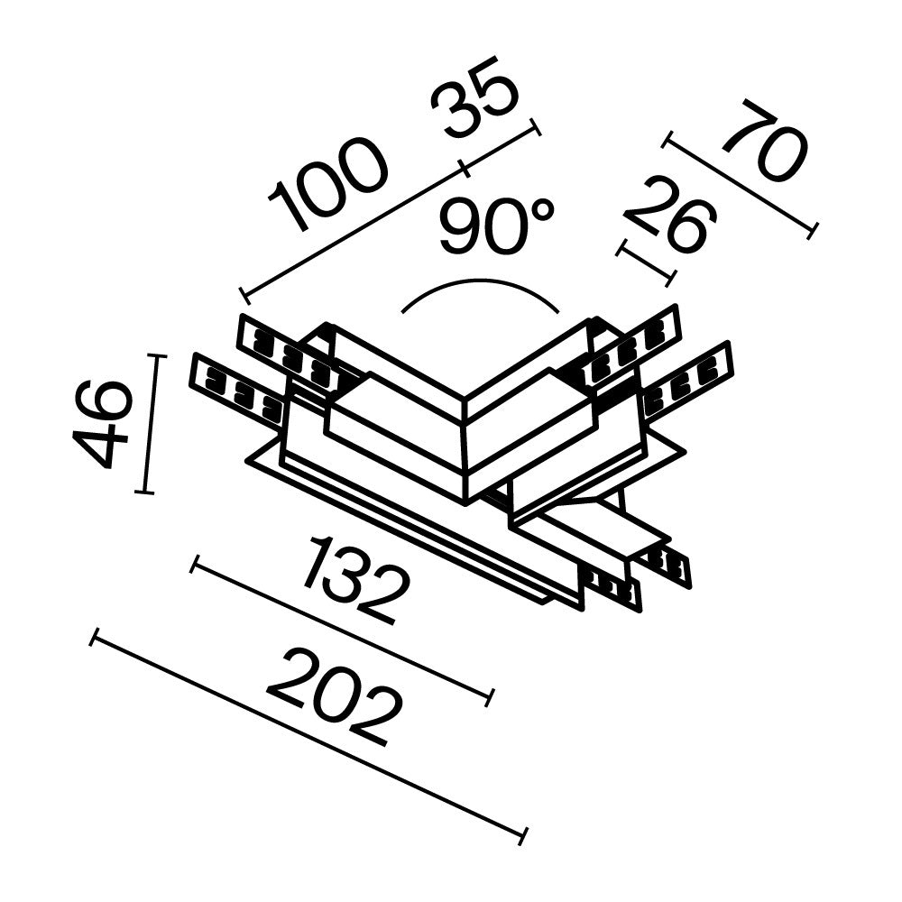 T-formad Exility-koppling, infälld för 12,5 mm GCL, svart