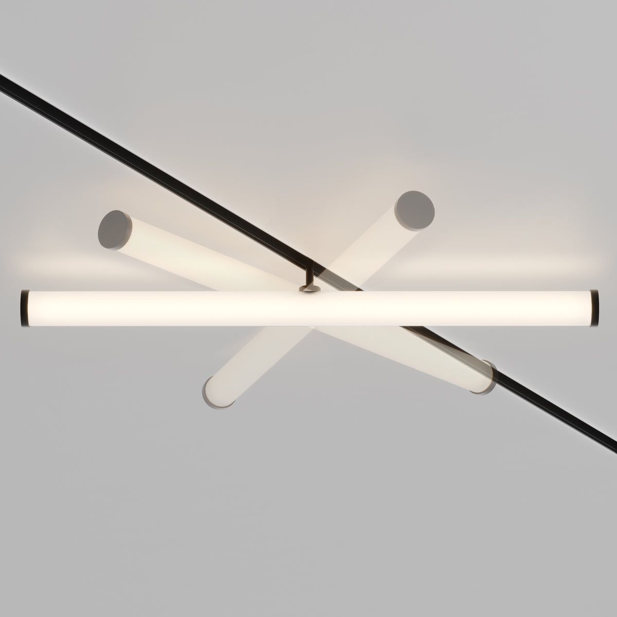 Modern Track luminaire Larc TR086-2-25W3K-B with two horizontal bars on a gray background