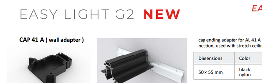 CAP41 wall adapter specifications for AL41 magnetic track lighting profile