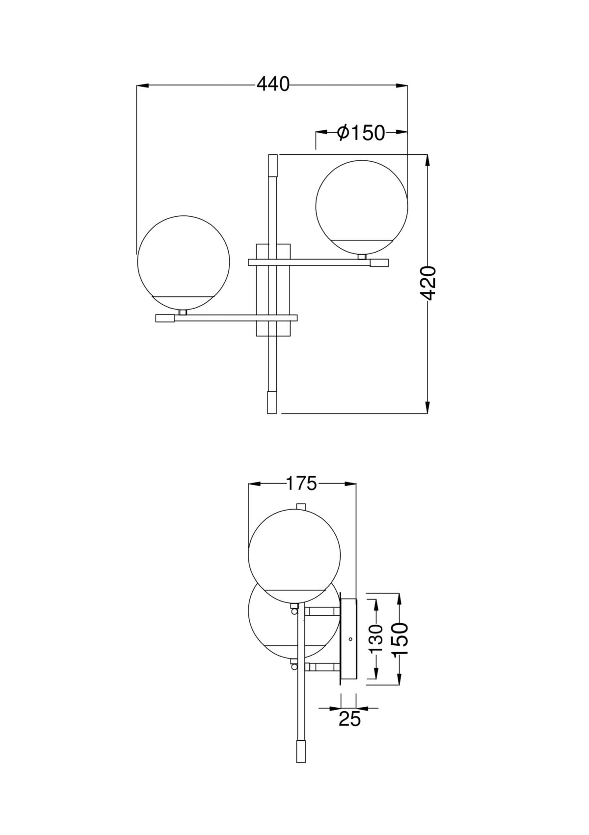 Wandleuchte MOD050WL-02G
