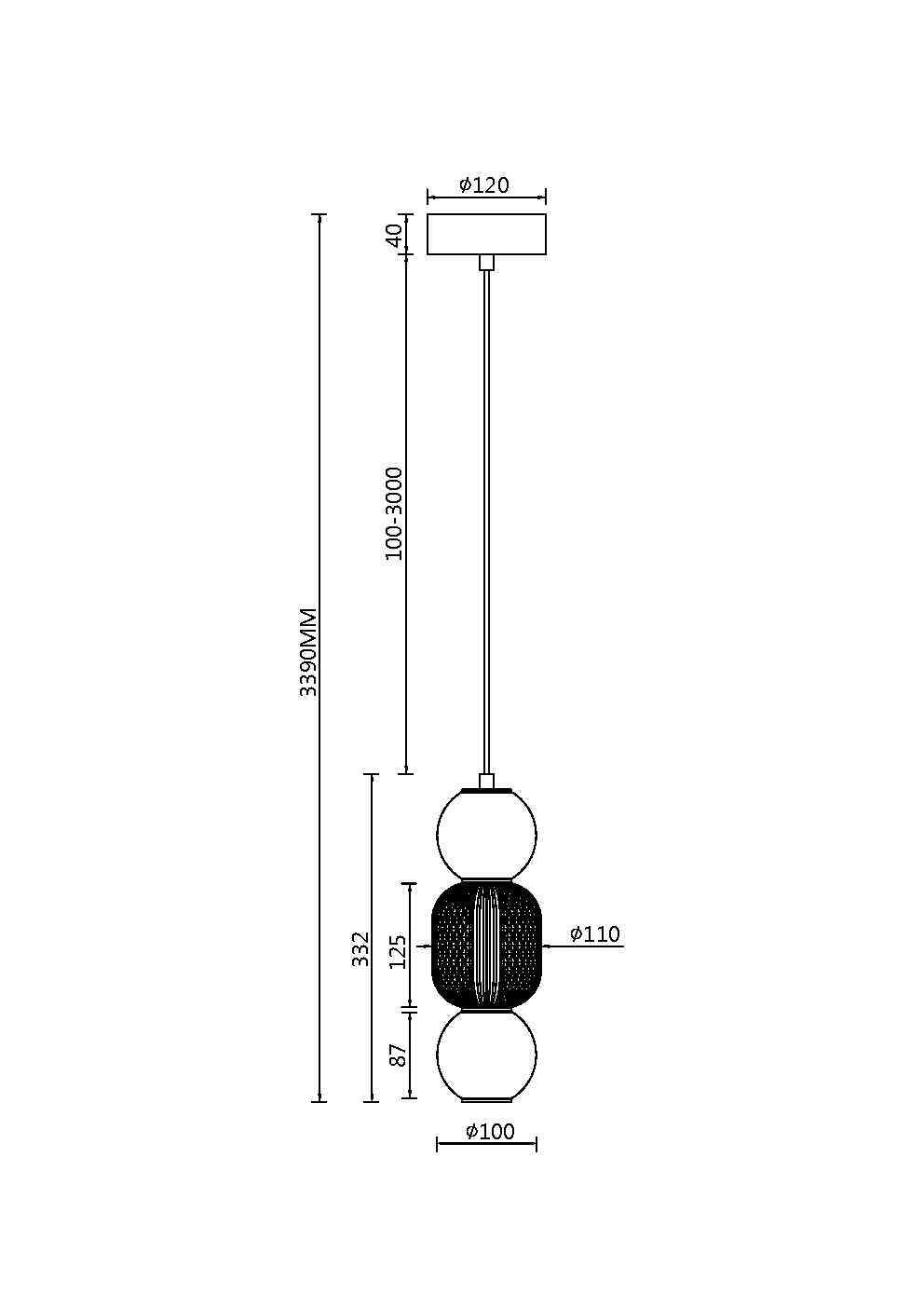 Lampada a sospensione MOD273PL-L16CH3K