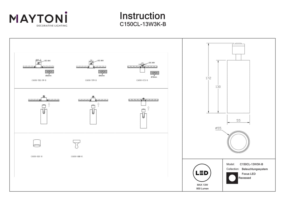 Luminaire C150CL-13W3K-B