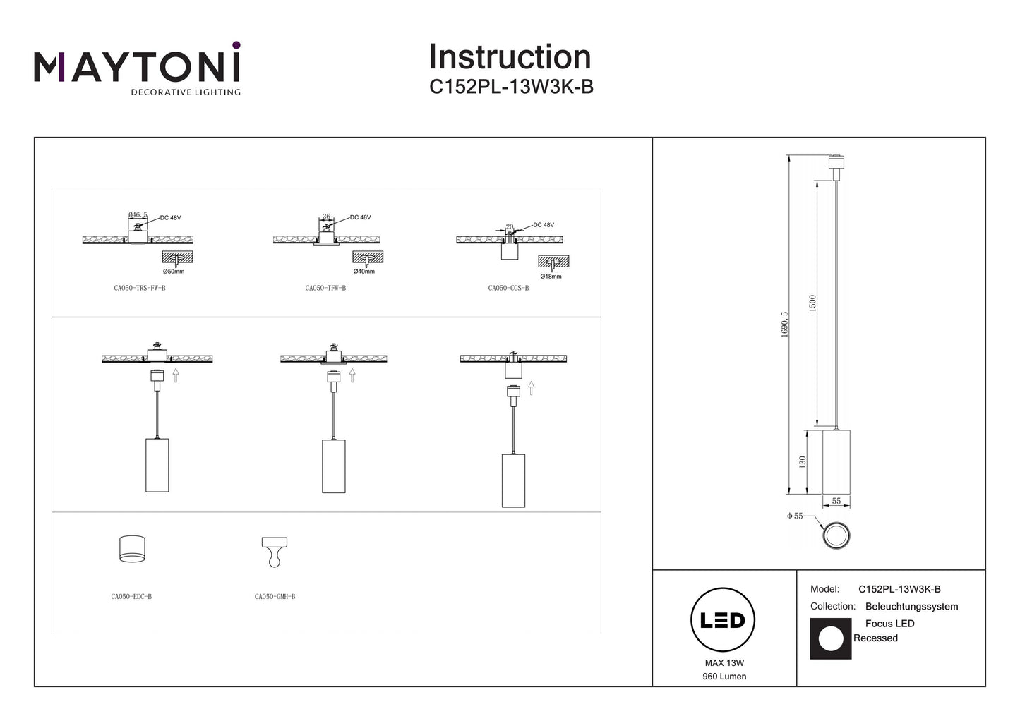 Valaisin C152PL-13W3K-B