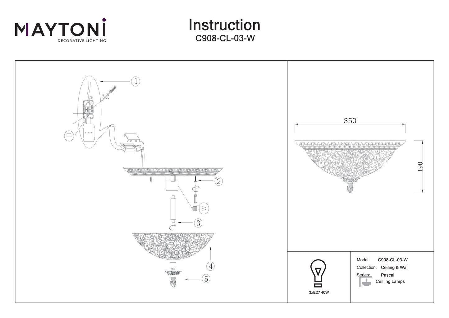 Ceiling Lamp C908-CL-03-W