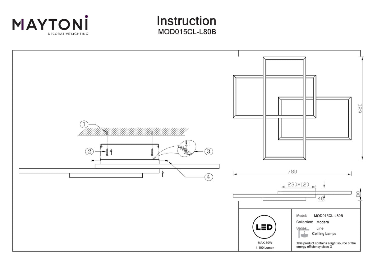 Lampada da soffitto MOD015CL-L80B