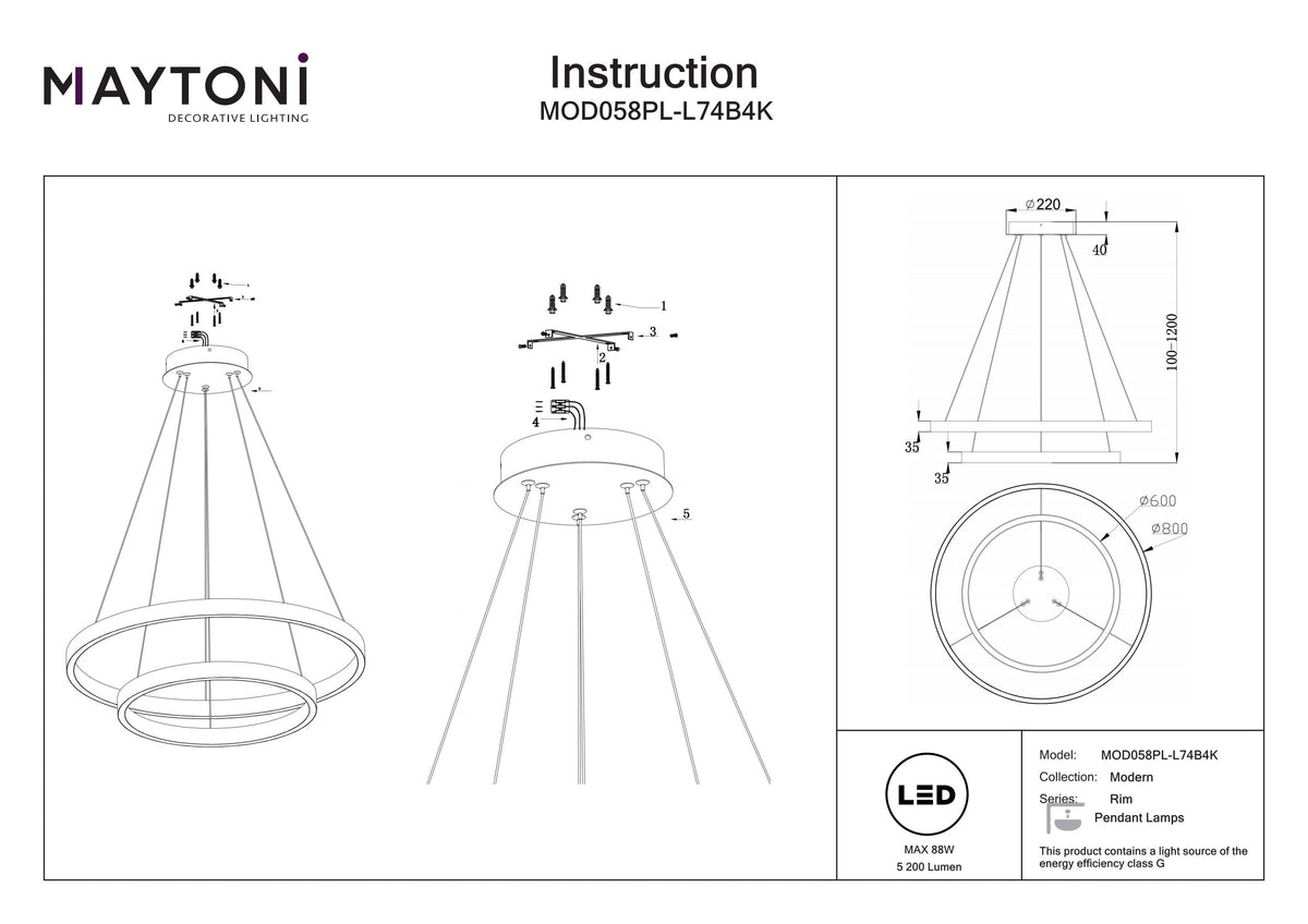 Pendant Lamp MOD058PL-L74B4K
