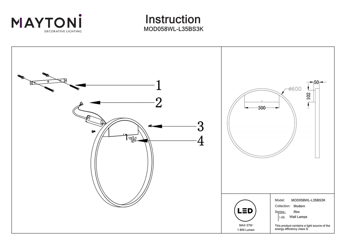 Wall lamp MOD058WL-L35BS3K