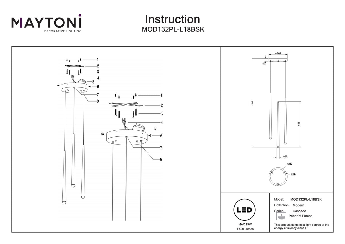 Pendant lamp MOD132PL-L18BSK