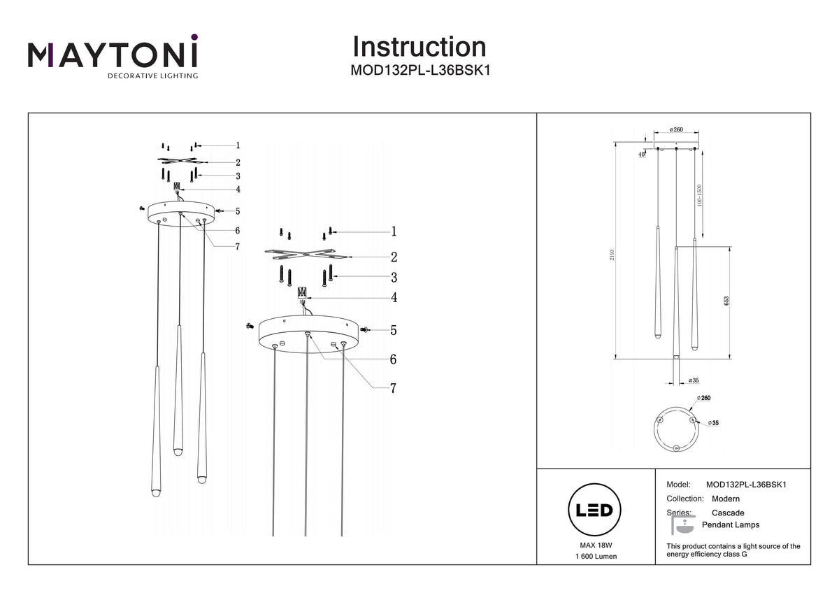 Pendant Lamp MOD132PL-L36BSK1