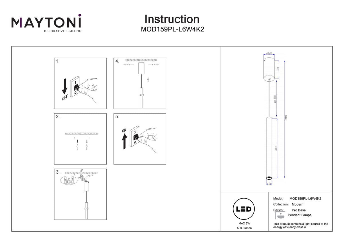 Lampada a sospensione MOD159PL-L6W4K2