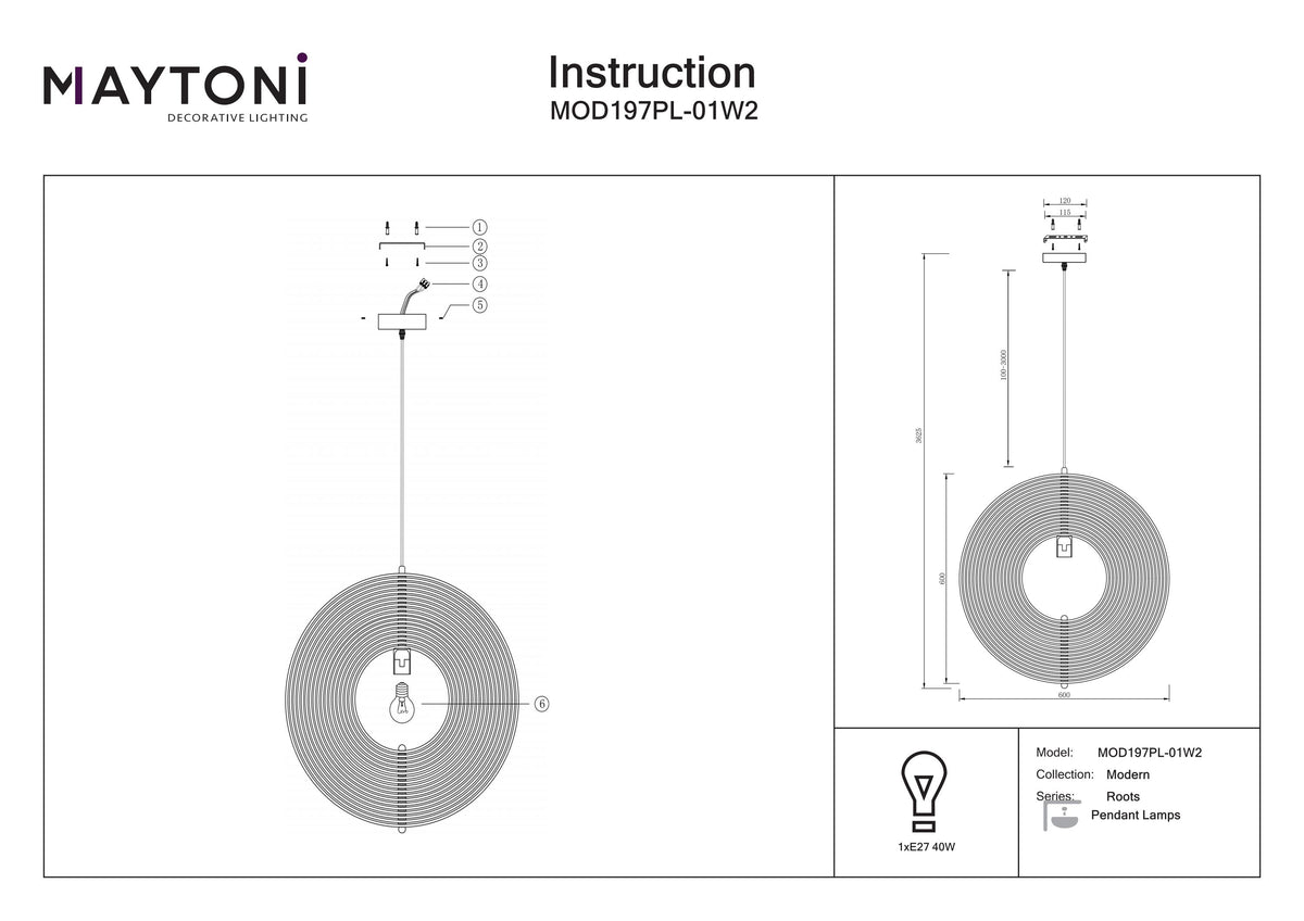 Pendant Lamp MOD197PL-01W2