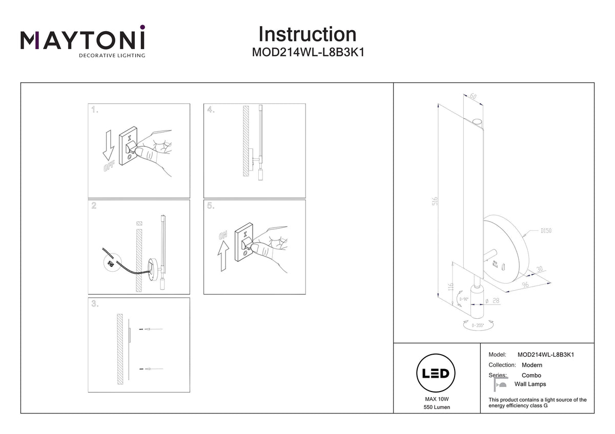 Wall lamp MOD214WL-L8B3K1