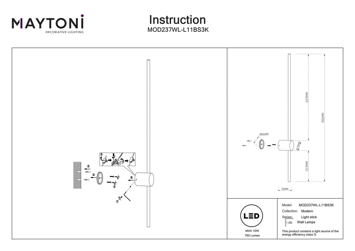 Aplique de pared MOD237WL-L11BS3K