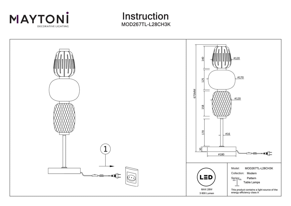 Bordslampa MOD267TL-L28CH3K